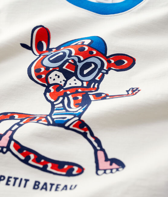 Tee-shirt manches courtes  enfant fille / garçon blanc MARSHMALLOW/ RUISSEAU